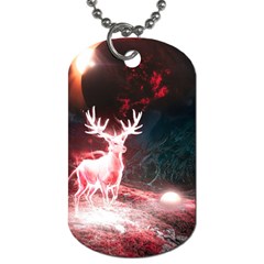 Deer Animal Moon Planet Space Fantasy Dog Tag (One Side)