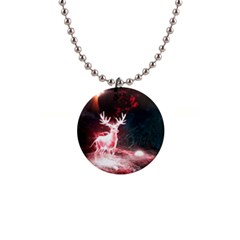 Deer Animal Moon Planet Space Fantasy 1  Button Necklace by pakminggu