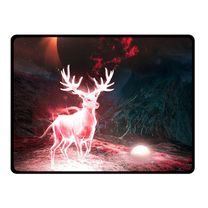 Deer Animal Moon Planet Space Fantasy Fleece Blanket (Small)