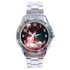 Deer Animal Moon Planet Space Fantasy Stainless Steel Analogue Watch by pakminggu