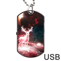 Deer Animal Moon Planet Space Fantasy Dog Tag Usb Flash (one Side) by pakminggu