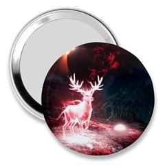 Deer Animal Moon Planet Space Fantasy 3  Handbag Mirrors