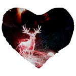 Deer Animal Moon Planet Space Fantasy Large 19  Premium Heart Shape Cushions Front