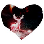 Deer Animal Moon Planet Space Fantasy Large 19  Premium Heart Shape Cushions Back