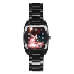 Deer Animal Moon Planet Space Fantasy Stainless Steel Barrel Watch by pakminggu