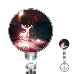 Deer Animal Moon Planet Space Fantasy Stainless Steel Nurses Watch by pakminggu