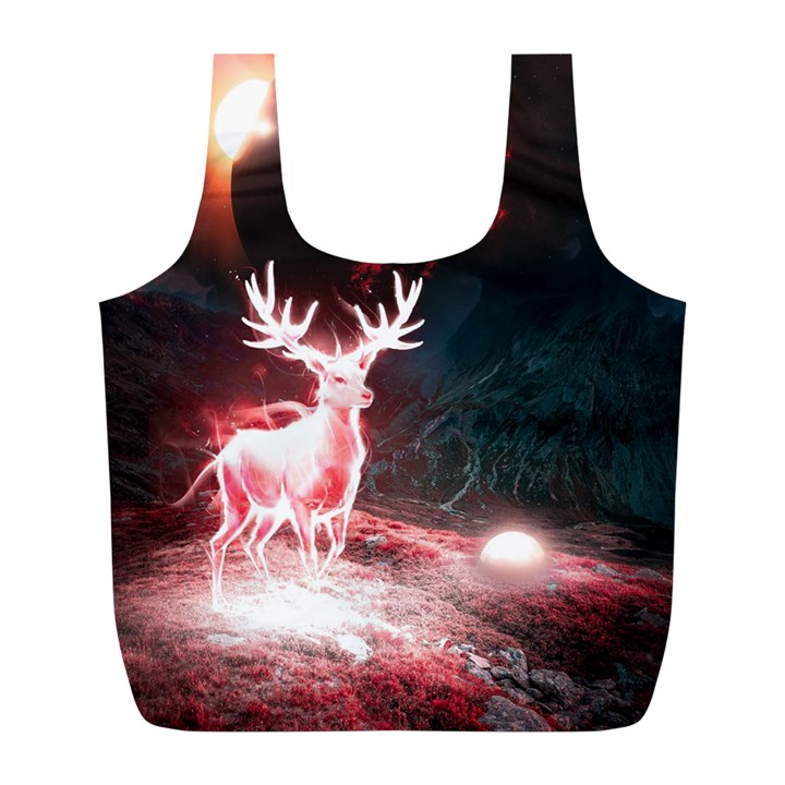 Deer Animal Moon Planet Space Fantasy Full Print Recycle Bag (L)