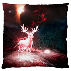 Deer Animal Moon Planet Space Fantasy Standard Premium Plush Fleece Cushion Case (one Side) by pakminggu