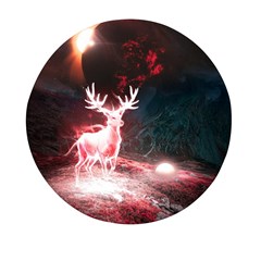 Deer Animal Moon Planet Space Fantasy Mini Round Pill Box by pakminggu