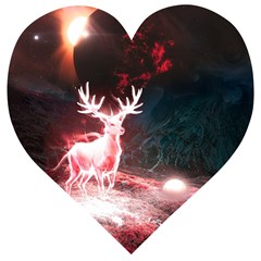 Deer Animal Moon Planet Space Fantasy Wooden Puzzle Heart