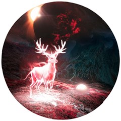 Deer Animal Moon Planet Space Fantasy Wooden Puzzle Round by pakminggu