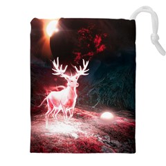 Deer Animal Moon Planet Space Fantasy Drawstring Pouch (4xl) by pakminggu