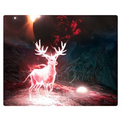 Deer Animal Moon Planet Space Fantasy Premium Plush Fleece Blanket (medium) by pakminggu