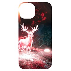 Deer Animal Moon Planet Space Fantasy Iphone 14 Black Uv Print Case by pakminggu