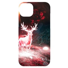 Deer Animal Moon Planet Space Fantasy iPhone 14 Plus Black UV Print Case