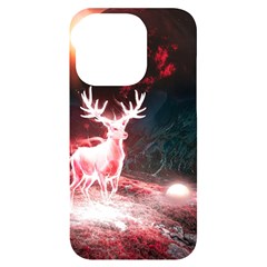 Deer Animal Moon Planet Space Fantasy Iphone 14 Pro Black Uv Print Case by pakminggu