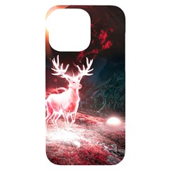 Deer Animal Moon Planet Space Fantasy Iphone 14 Pro Max Black Uv Print Case by pakminggu