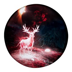 Deer Animal Moon Planet Space Fantasy Round Glass Fridge Magnet (4 Pack) by pakminggu