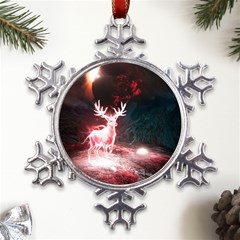 Deer Animal Moon Planet Space Fantasy Metal Large Snowflake Ornament by pakminggu