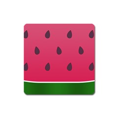 Watermelon Fruit Summer Red Fresh Food Healthy Square Magnet by pakminggu