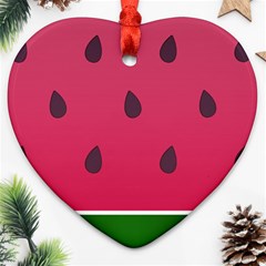 Watermelon Fruit Summer Red Fresh Food Healthy Heart Ornament (two Sides) by pakminggu