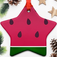 Watermelon Fruit Summer Red Fresh Food Healthy Star Ornament (two Sides)