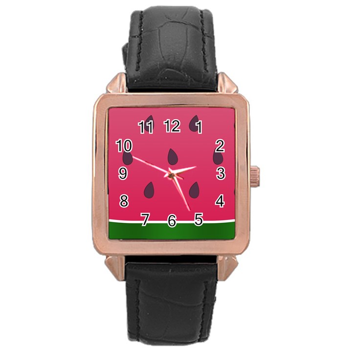 Watermelon Fruit Summer Red Fresh Food Healthy Rose Gold Leather Watch 