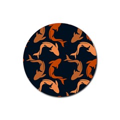 Background Pattern Texture Design Wallpaper Fish Rubber Coaster (round) by pakminggu