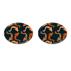 Background Pattern Texture Design Wallpaper Fish Cufflinks (oval) by pakminggu