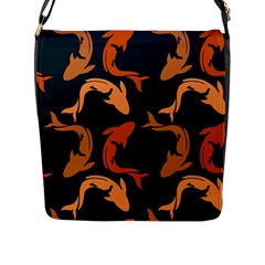 Background Pattern Texture Design Wallpaper Fish Flap Closure Messenger Bag (l)