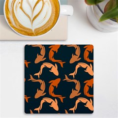 Background Pattern Texture Design Wallpaper Fish Uv Print Square Tile Coaster  by pakminggu