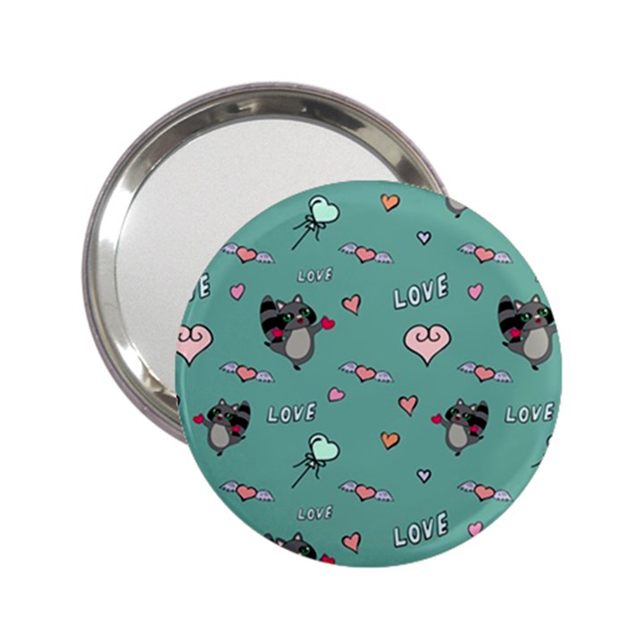 Raccoon Texture Seamless Scrapbooking Hearts 2.25  Handbag Mirrors