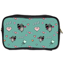 Raccoon Texture Seamless Scrapbooking Hearts Toiletries Bag (two Sides) by pakminggu