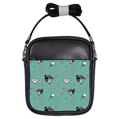 Raccoon Texture Seamless Scrapbooking Hearts Girls Sling Bag by pakminggu