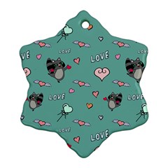 Raccoon Texture Seamless Scrapbooking Hearts Snowflake Ornament (two Sides)