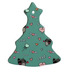 Raccoon Texture Seamless Scrapbooking Hearts Christmas Tree Ornament (two Sides) by pakminggu