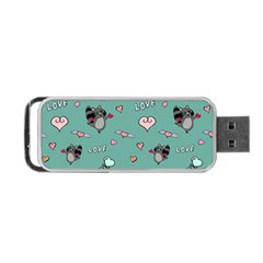 Raccoon Texture Seamless Scrapbooking Hearts Portable Usb Flash (one Side)