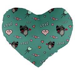 Raccoon Texture Seamless Scrapbooking Hearts Large 19  Premium Heart Shape Cushions by pakminggu