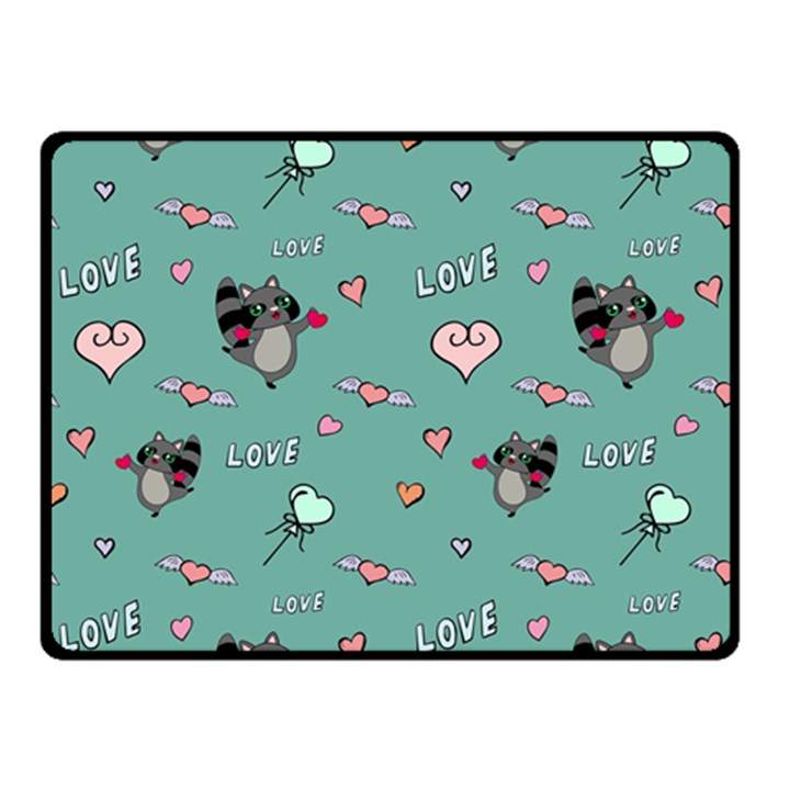 Raccoon Texture Seamless Scrapbooking Hearts Two Sides Fleece Blanket (Small)