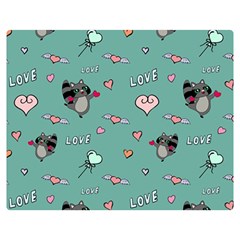 Raccoon Texture Seamless Scrapbooking Hearts Two Sides Premium Plush Fleece Blanket (medium) by pakminggu