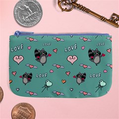 Raccoon Texture Seamless Scrapbooking Hearts Large Coin Purse by pakminggu