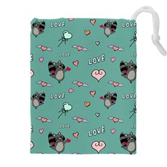 Raccoon Texture Seamless Scrapbooking Hearts Drawstring Pouch (5xl) by pakminggu