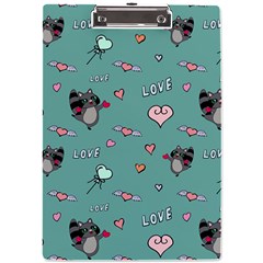 Raccoon Texture Seamless Scrapbooking Hearts A4 Acrylic Clipboard by pakminggu