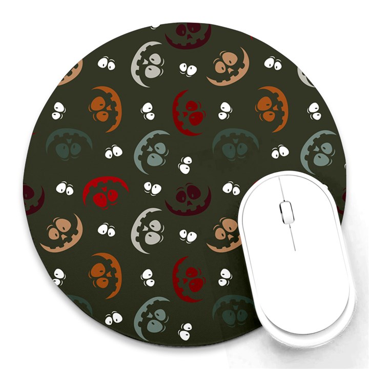 Art Halloween Pattern Creepy Design Digital Papers Round Mousepad