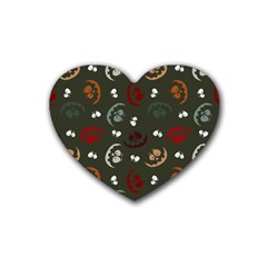 Art Halloween Pattern Creepy Design Digital Papers Rubber Coaster (heart) by pakminggu