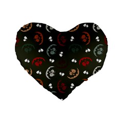 Art Halloween Pattern Creepy Design Digital Papers Standard 16  Premium Flano Heart Shape Cushions by pakminggu