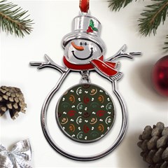 Art Halloween Pattern Creepy Design Digital Papers Metal Snowman Ornament