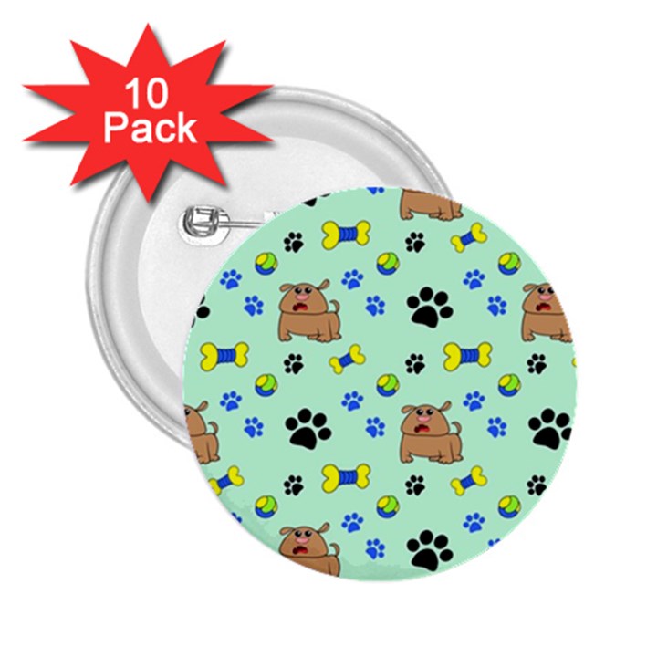 Dog Pattern Seamless Blue Background Scrapbooking 2.25  Buttons (10 pack) 