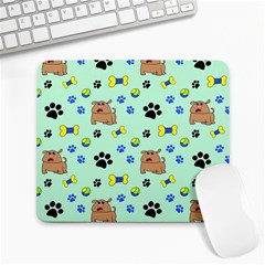 Dog Pattern Seamless Blue Background Scrapbooking Large Mousepad by pakminggu