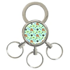 Dog Pattern Seamless Blue Background Scrapbooking 3-ring Key Chain by pakminggu